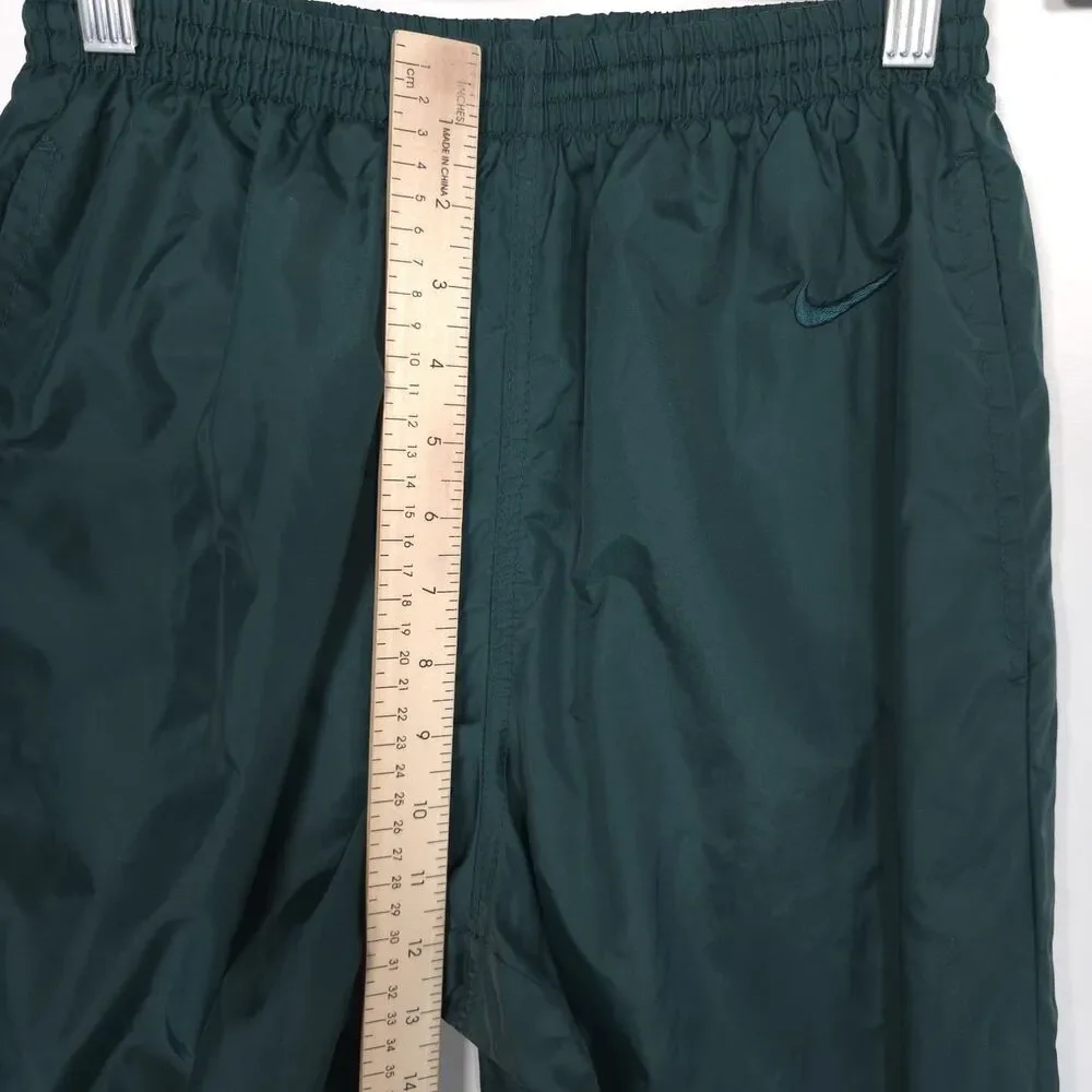 NIKE Men's SMALL Track Pants Joggers Green Zip Ankle Swoosh VINTAGE 90's Nylon